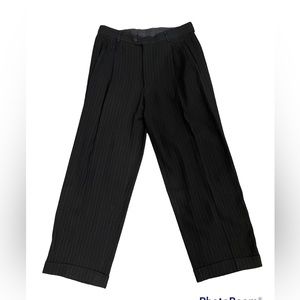 Men’s black pinstripe pleated and cuffed pants- size 33